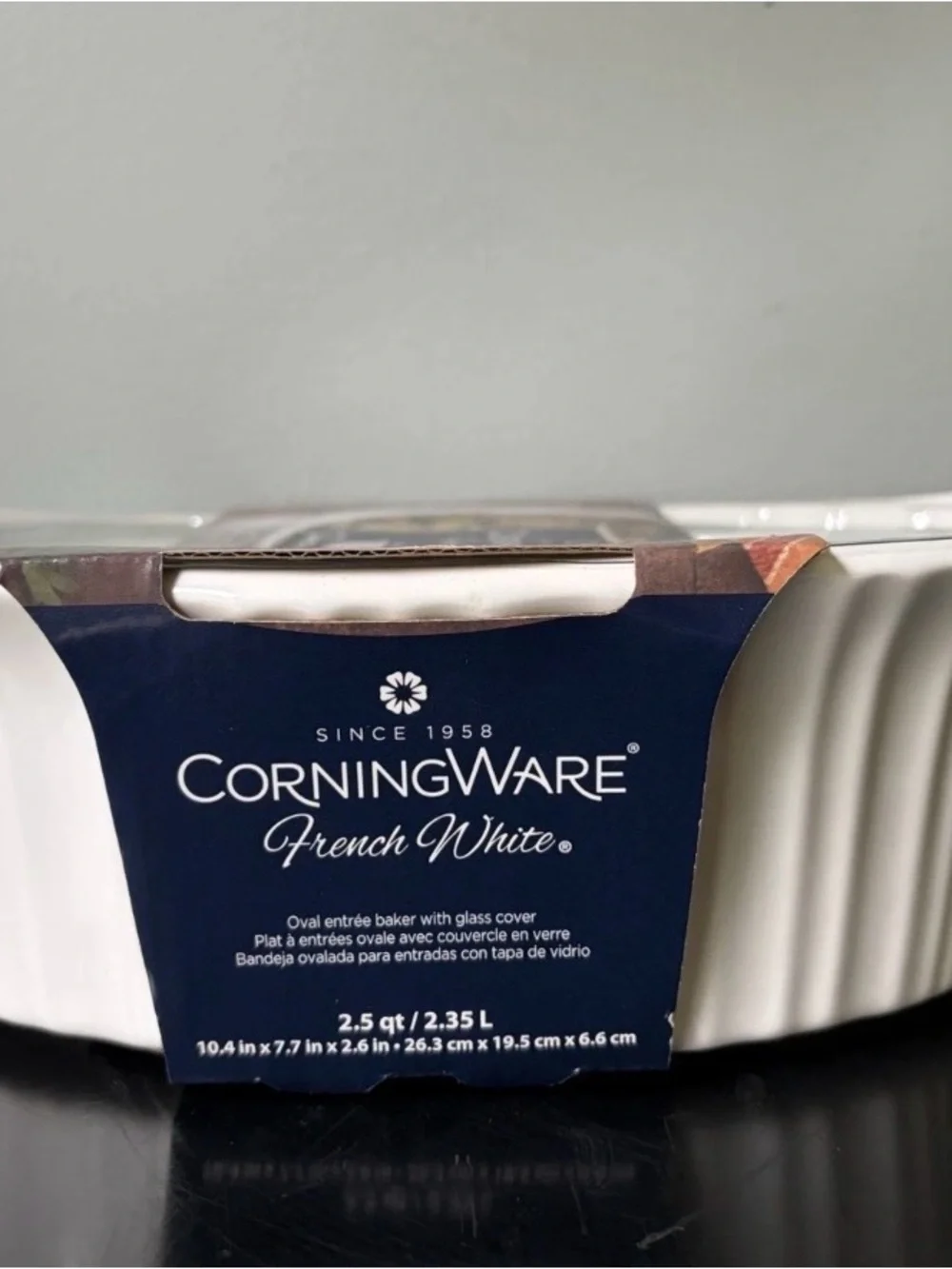 NWT Corning Ware 2.5-Qt French White Oval Ceramic Casserole Dish w/ Glass Cover
